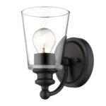 Matte Black Glass Shade Wall Sconce with Curved Arm