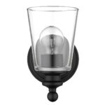 Matte Black Glass Shade Wall Sconce with Curved Arm