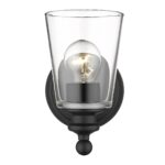 Matte Black Glass Shade Wall Sconce with Curved Arm
