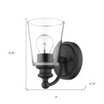 Matte Black Glass Shade Wall Sconce with Curved Arm