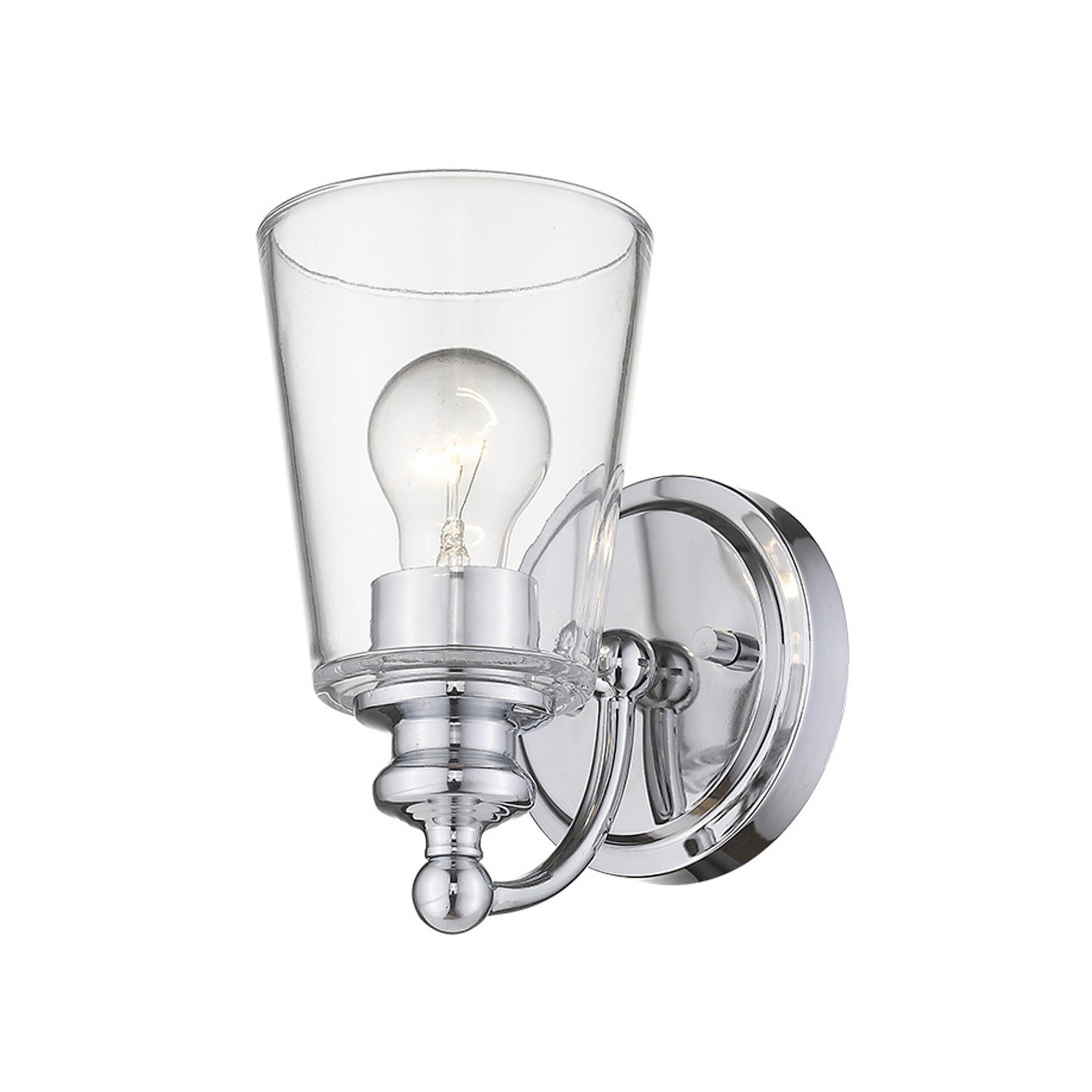 Silver Wall Sconce with Clear Glass Shade and Swing Arm 1 Silver Wall Sconce with Clear Glass Shade and Swing Arm