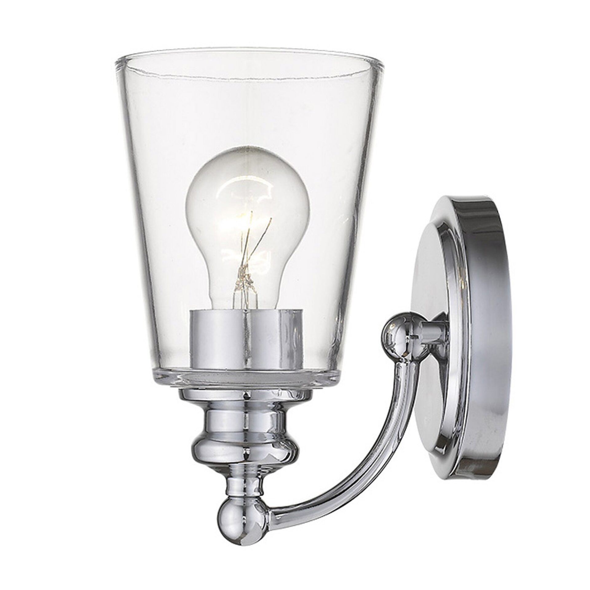 Silver Wall Sconce with Clear Glass Shade and Swing Arm 4 Silver Wall Sconce with Clear Glass Shade and Swing Arm - Image 4