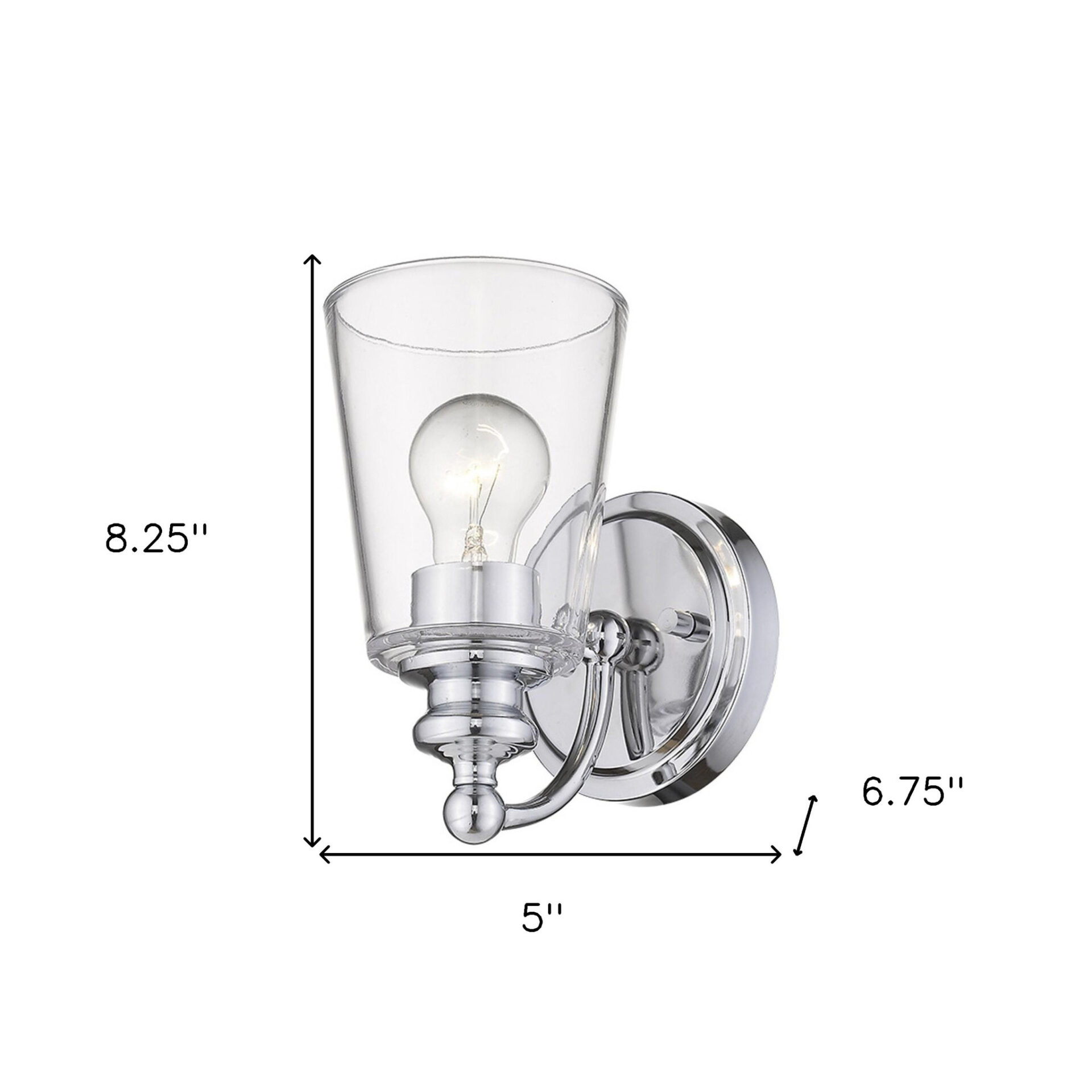Silver Wall Sconce with Clear Glass Shade and Swing Arm 5 Silver Wall Sconce with Clear Glass Shade and Swing Arm - Image 5