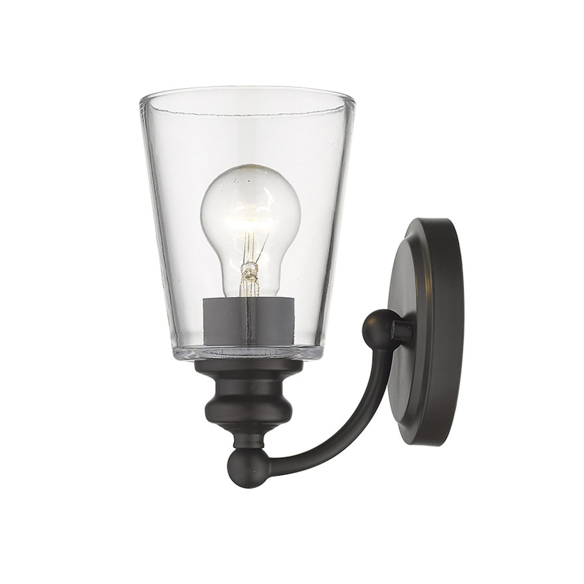 Antique Bronze Glass Shade Wall Sconce with Clear Glass 4 Antique Bronze Glass Shade Wall Sconce with Clear Glass - Image 4