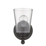 Antique Bronze Glass Shade Wall Sconce with Clear Glass 7 Antique Bronze Glass Shade Wall Sconce with Clear Glass