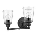 Matte Black Two-Light Glass Shade Wall Sconce