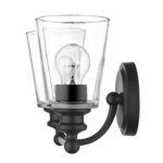 Matte Black Two-Light Glass Shade Wall Sconce