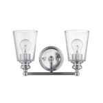 Two-Light Modern Silver Wall Sconce with Glass Shades 5 Two-Light Modern Silver Wall Sconce with Glass Shades