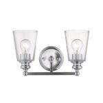 Two-Light Modern Silver Wall Sconce with Glass Shades 6 Two-Light Modern Silver Wall Sconce with Glass Shades