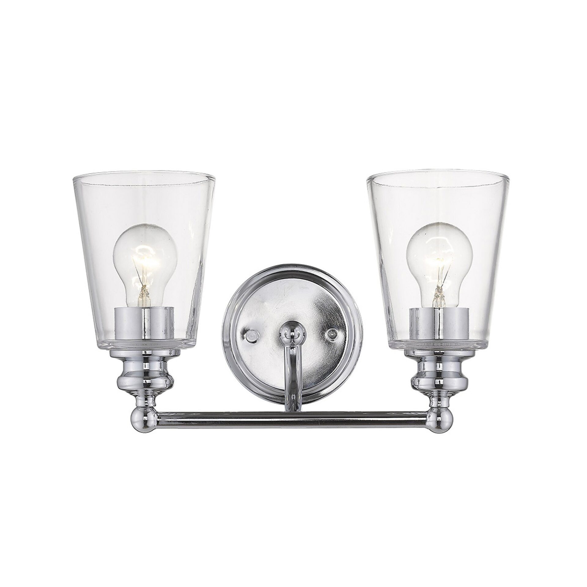 Two-Light Modern Silver Wall Sconce with Glass Shades 2 Two-Light Modern Silver Wall Sconce with Glass Shades - Image 2