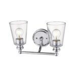 Two-Light Modern Silver Wall Sconce with Glass Shades 7 Two-Light Modern Silver Wall Sconce with Glass Shades