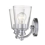 Two-Light Modern Silver Wall Sconce with Glass Shades 8 Two-Light Modern Silver Wall Sconce with Glass Shades