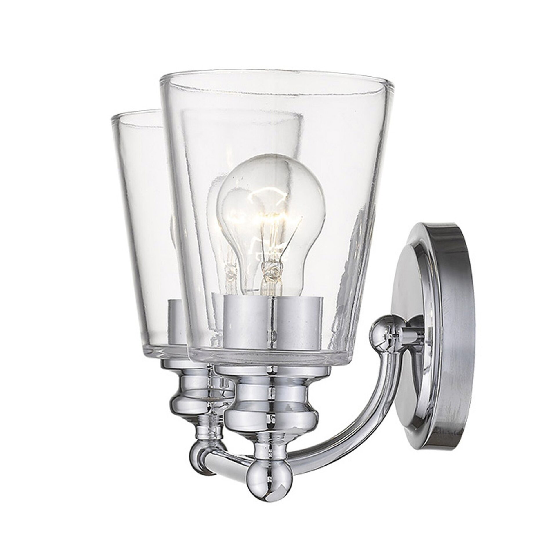 Two-Light Modern Silver Wall Sconce with Glass Shades 4 Two-Light Modern Silver Wall Sconce with Glass Shades - Image 4