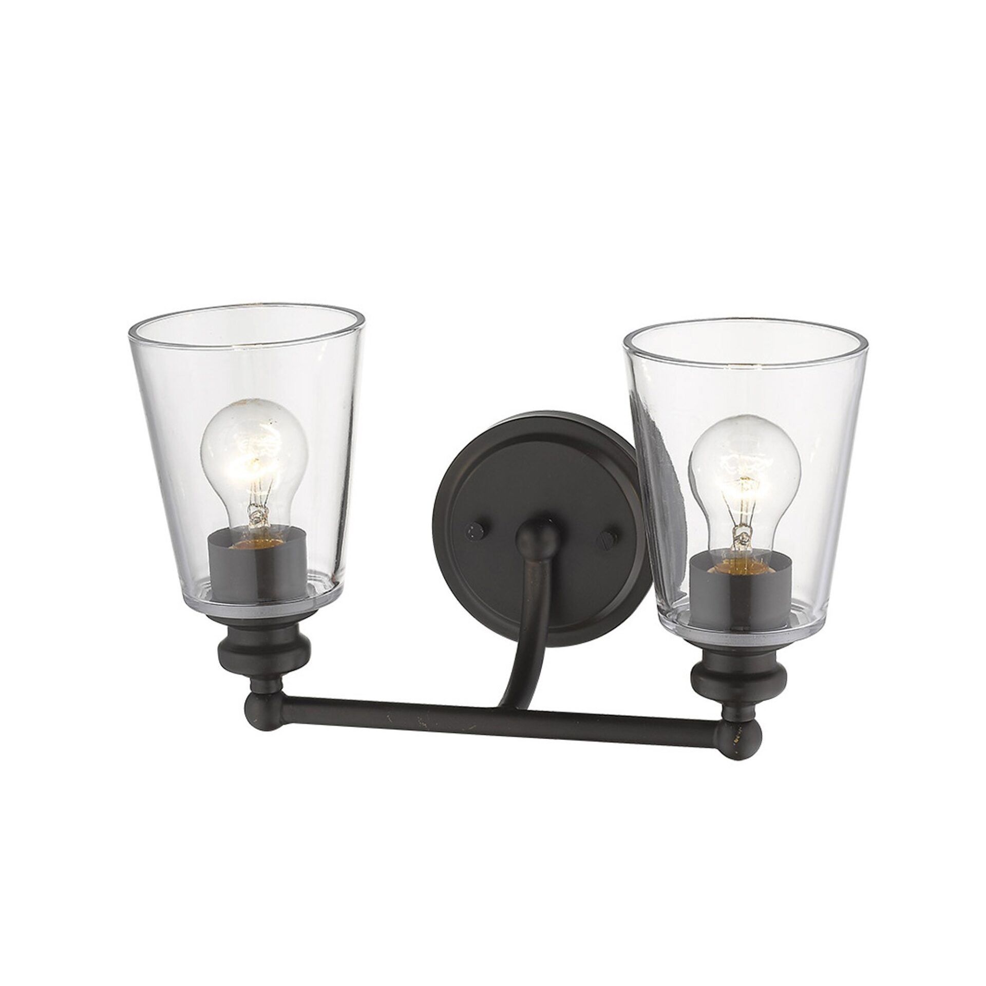 Antique Bronze Two-Light Wall Sconce with Glass Shades 3 Antique Bronze Two-Light Wall Sconce with Glass Shades - Image 3