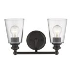 Antique Bronze Two-Light Wall Sconce with Glass Shades 8 Antique Bronze Two-Light Wall Sconce with Glass Shades