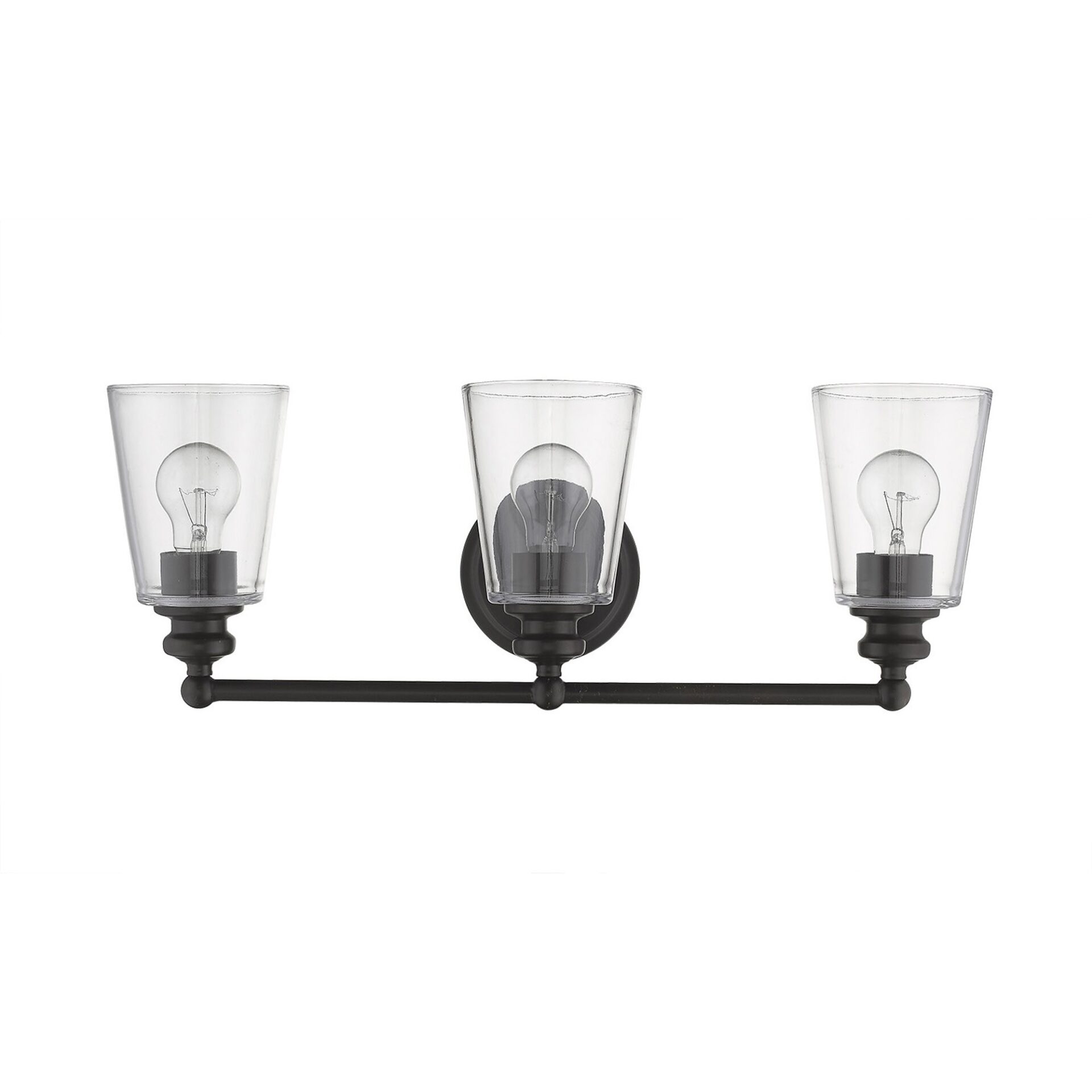 Antique Bronze Three-Light Glass Wall Sconce 2 Antique Bronze Three-Light Glass Wall Sconce - Image 2