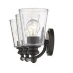 Antique Bronze Three-Light Glass Wall Sconce 6 Antique Bronze Three-Light Glass Wall Sconce