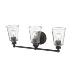 Antique Bronze Three-Light Glass Wall Sconce 8 Antique Bronze Three-Light Glass Wall Sconce