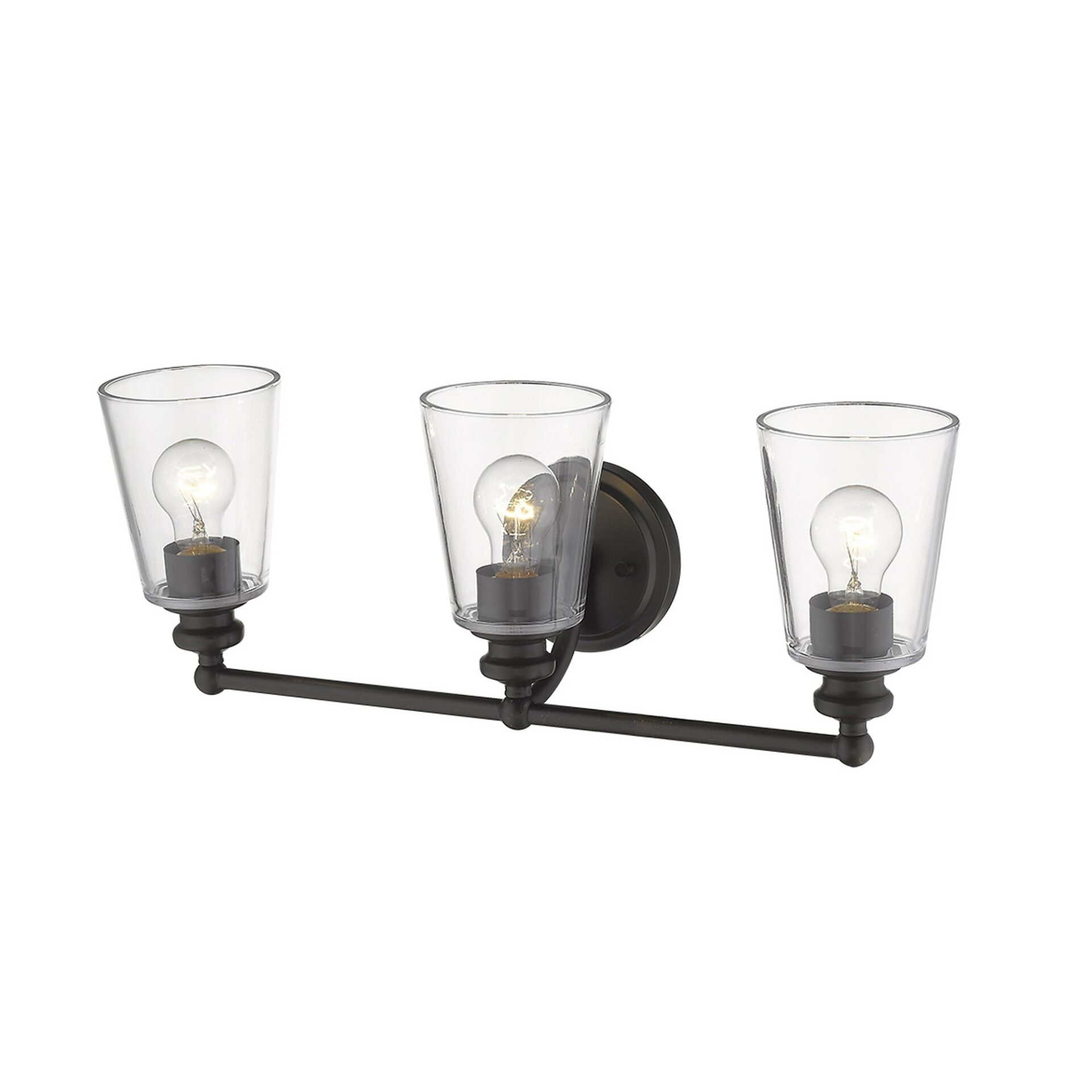 Antique Bronze Three-Light Glass Wall Sconce 3 Antique Bronze Three-Light Glass Wall Sconce - Image 3