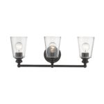Antique Bronze Three-Light Glass Wall Sconce 9 Antique Bronze Three-Light Glass Wall Sconce