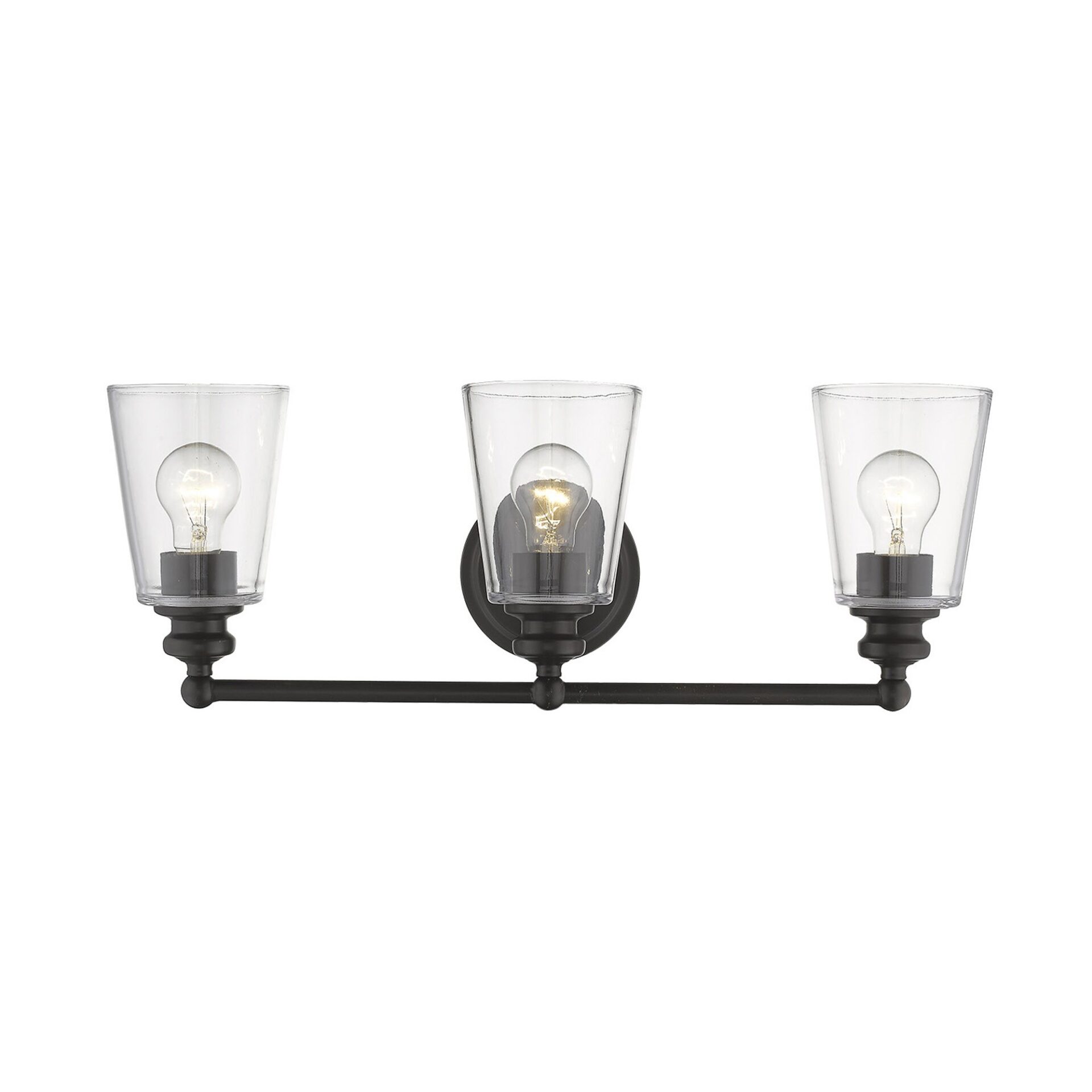 Antique Bronze Three-Light Glass Wall Sconce 4 Antique Bronze Three-Light Glass Wall Sconce - Image 4