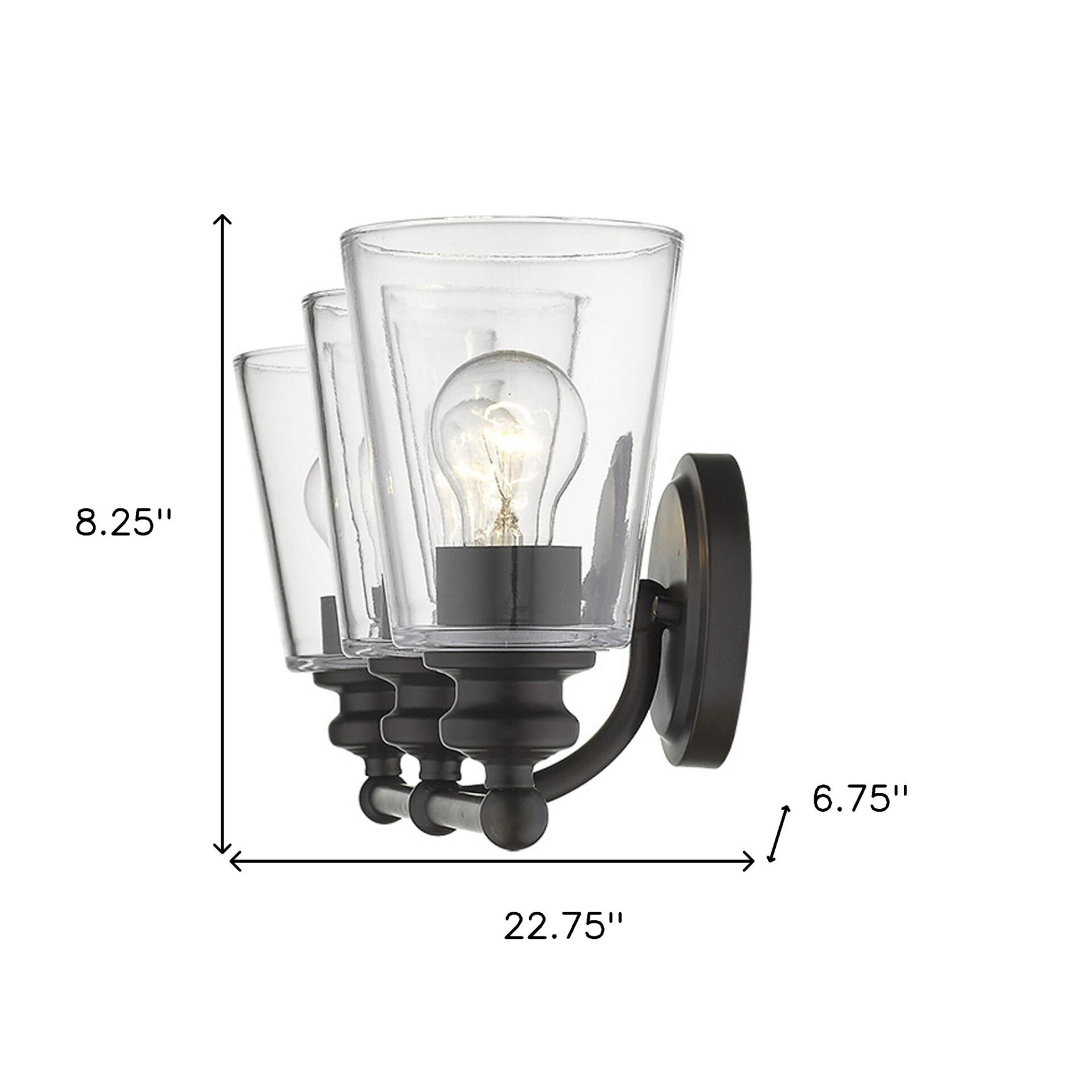 Antique Bronze Three-Light Glass Wall Sconce 5 Antique Bronze Three-Light Glass Wall Sconce - Image 5