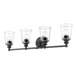 Ceil Matte Black 4-Light Vanity with Clear Glass Shades 9 Ceil Matte Black 4-Light Vanity with Clear Glass Shades