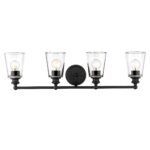 Ceil Matte Black 4-Light Vanity with Clear Glass Shades 11 Ceil Matte Black 4-Light Vanity with Clear Glass Shades
