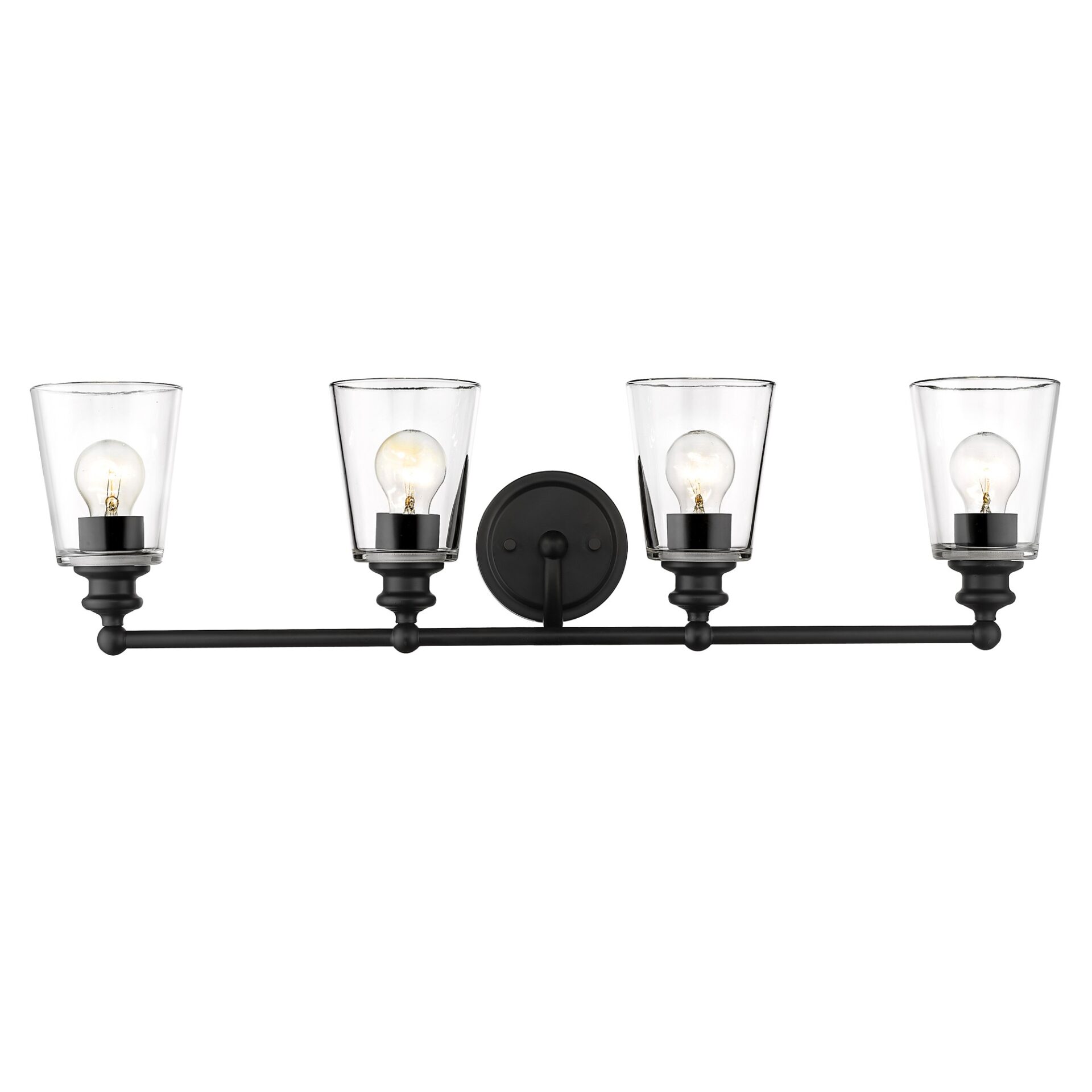 Ceil Matte Black 4-Light Vanity with Clear Glass Shades 5 Ceil Matte Black 4-Light Vanity with Clear Glass Shades - Image 5