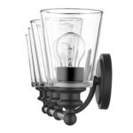 Ceil Matte Black 4-Light Vanity with Clear Glass Shades 7 Ceil Matte Black 4-Light Vanity with Clear Glass Shades