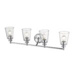 Ceil Chrome Vanity Light with 4 Clear Glass Shades