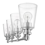 Ceil Chrome Vanity Light with 4 Clear Glass Shades