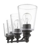4-Light Oil-Rubbed Bronze Vanity with Clear Cone Glass Shades 11 4-Light Oil-Rubbed Bronze Vanity with Clear Cone Glass Shades