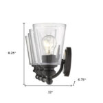 4-Light Oil-Rubbed Bronze Vanity with Clear Cone Glass Shades 12 4-Light Oil-Rubbed Bronze Vanity with Clear Cone Glass Shades
