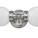 Two-Light Silver Wall Sconce with Frosted Glass Shades
