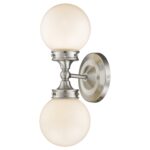 Two-Light Silver Wall Sconce with Frosted Glass Shades