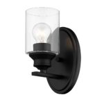 Matte Black Wall Sconce with Clear Cylindrical Glass Shade 7 Matte Black Wall Sconce with Clear Cylindrical Glass Shade
