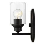 Matte Black Wall Sconce with Clear Cylindrical Glass Shade 11 Matte Black Wall Sconce with Clear Cylindrical Glass Shade