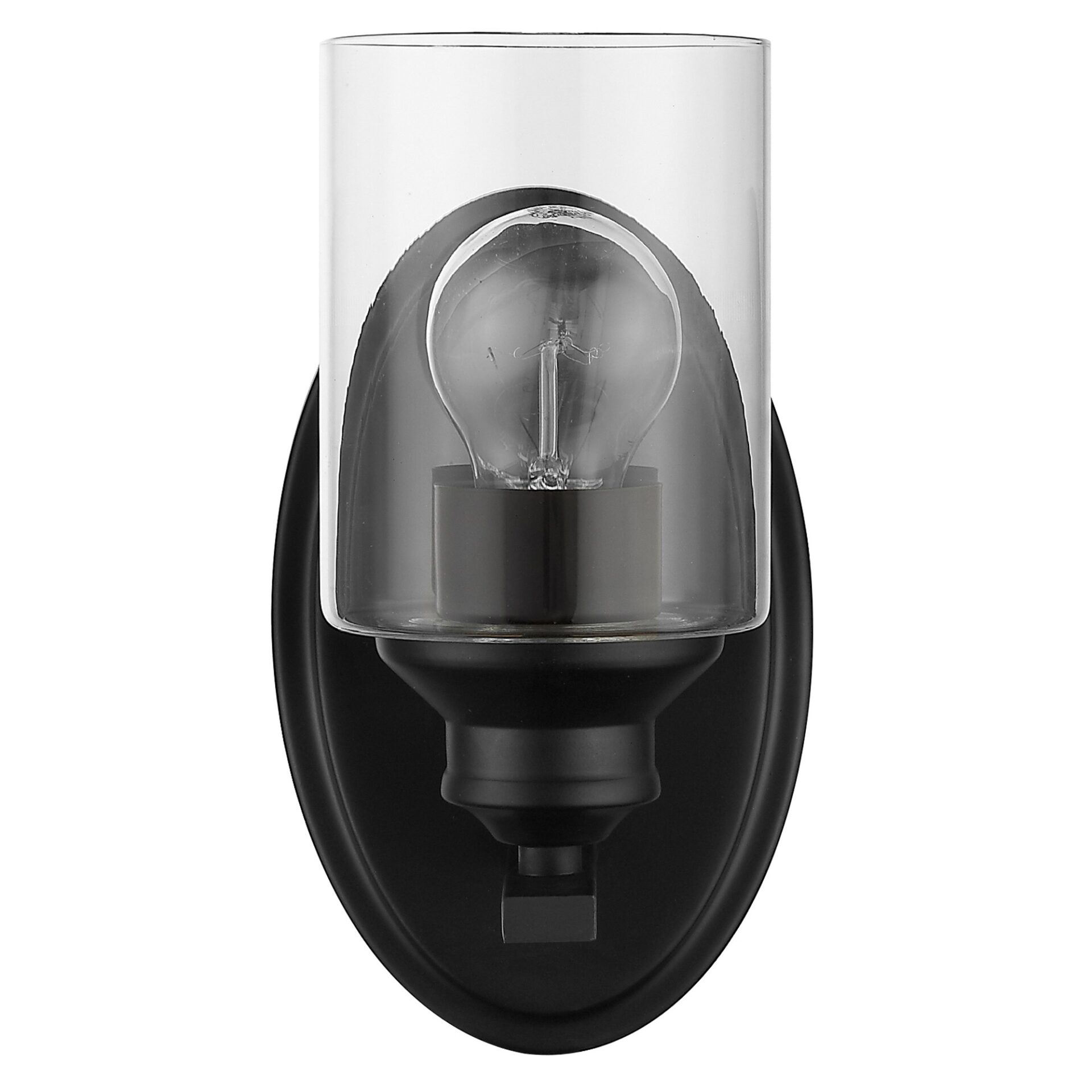 Matte Black Wall Sconce with Clear Cylindrical Glass Shade 2 Matte Black Wall Sconce with Clear Cylindrical Glass Shade - Image 2