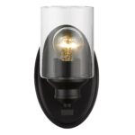 Matte Black Wall Sconce with Clear Cylindrical Glass Shade 9 Matte Black Wall Sconce with Clear Cylindrical Glass Shade