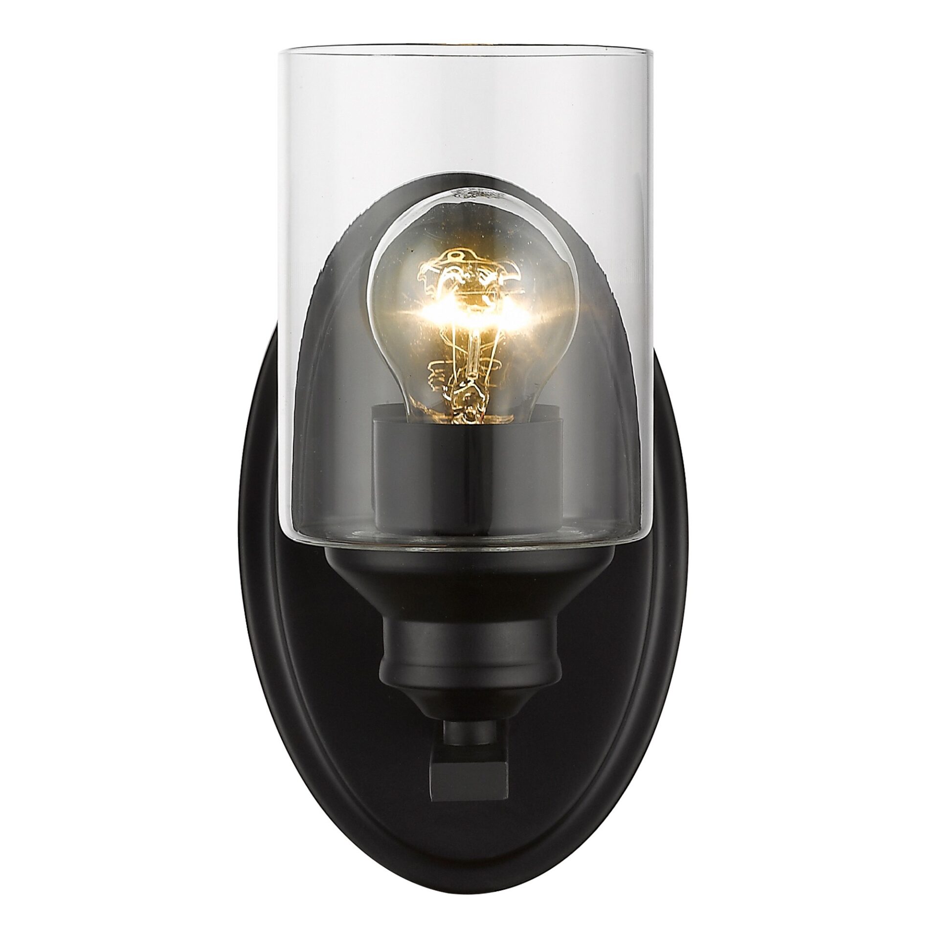 Matte Black Wall Sconce with Clear Cylindrical Glass Shade 3 Matte Black Wall Sconce with Clear Cylindrical Glass Shade - Image 3