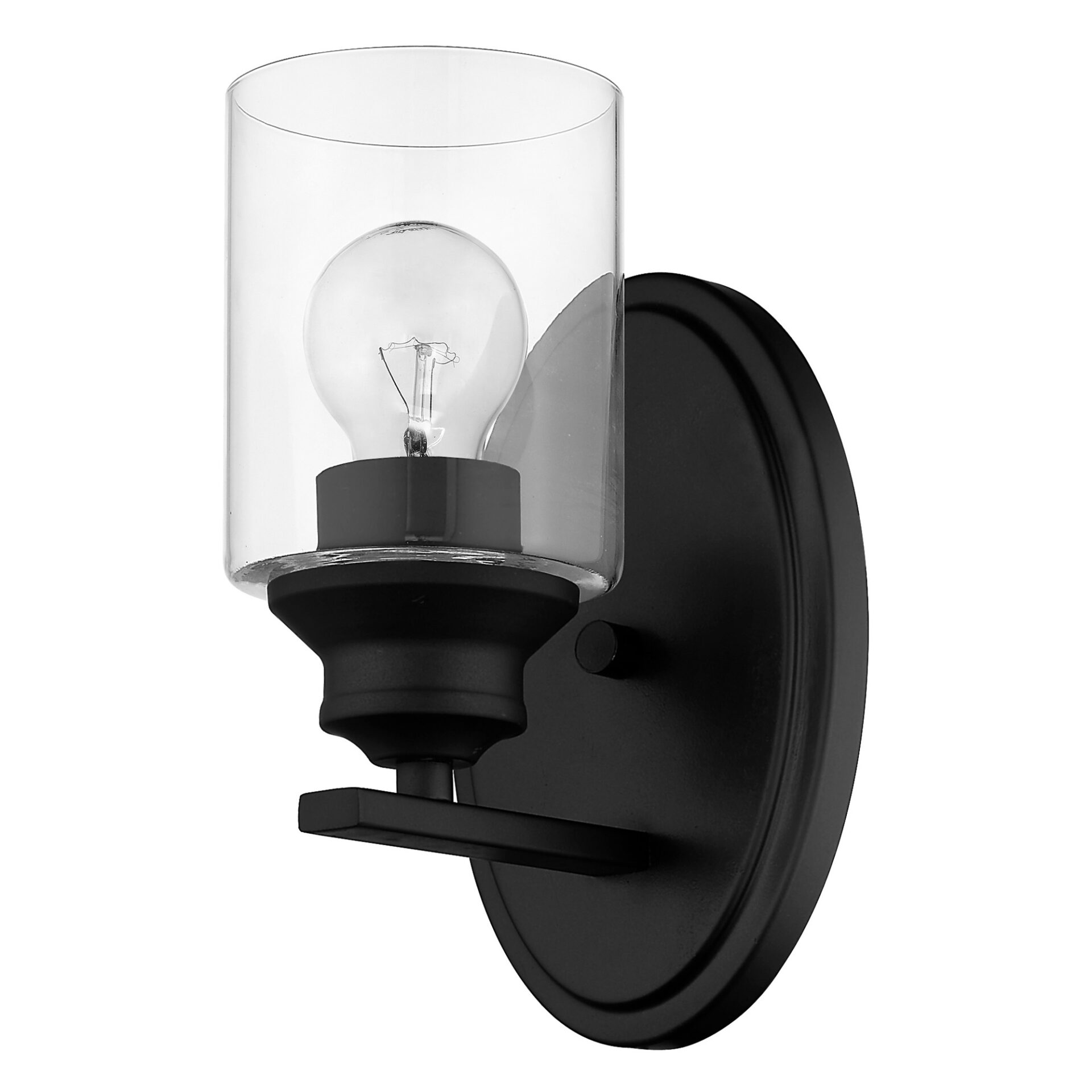 Matte Black Wall Sconce with Clear Cylindrical Glass Shade 4 Matte Black Wall Sconce with Clear Cylindrical Glass Shade - Image 4