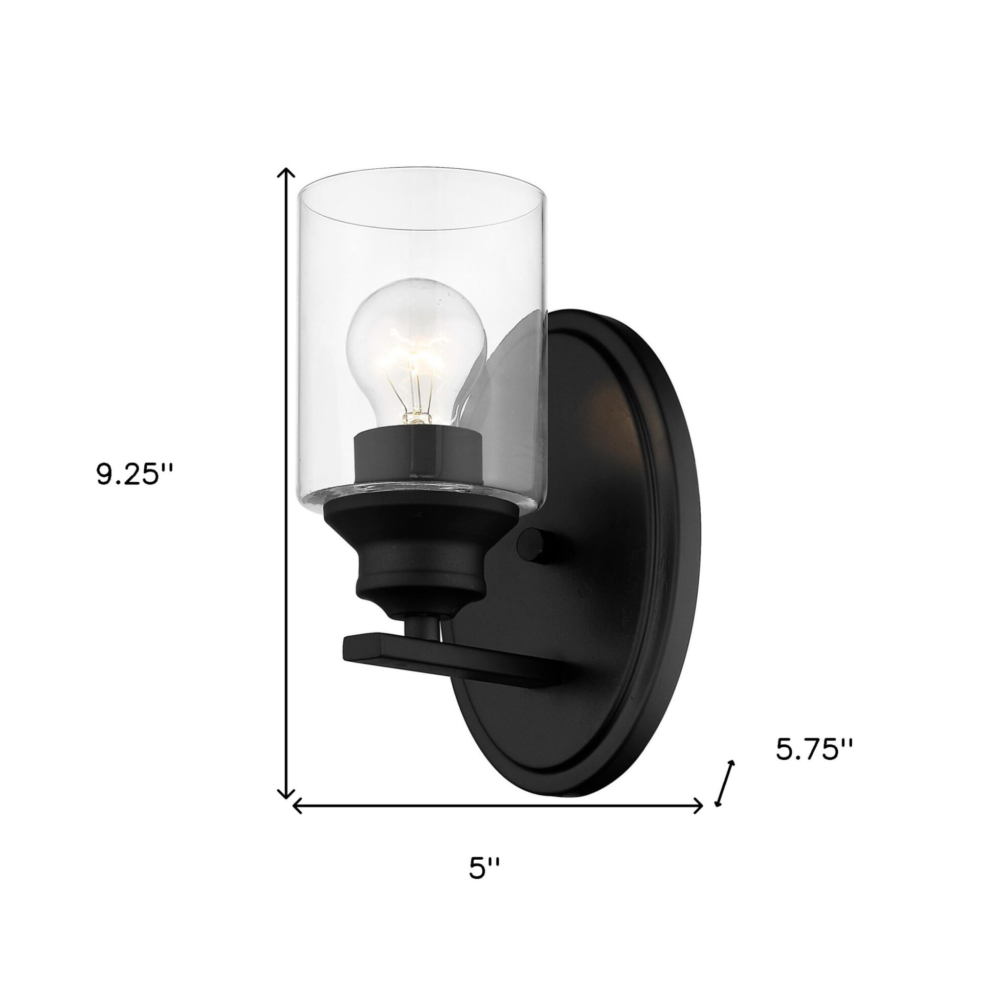 Matte Black Wall Sconce with Clear Cylindrical Glass Shade 6 Matte Black Wall Sconce with Clear Cylindrical Glass Shade - Image 6