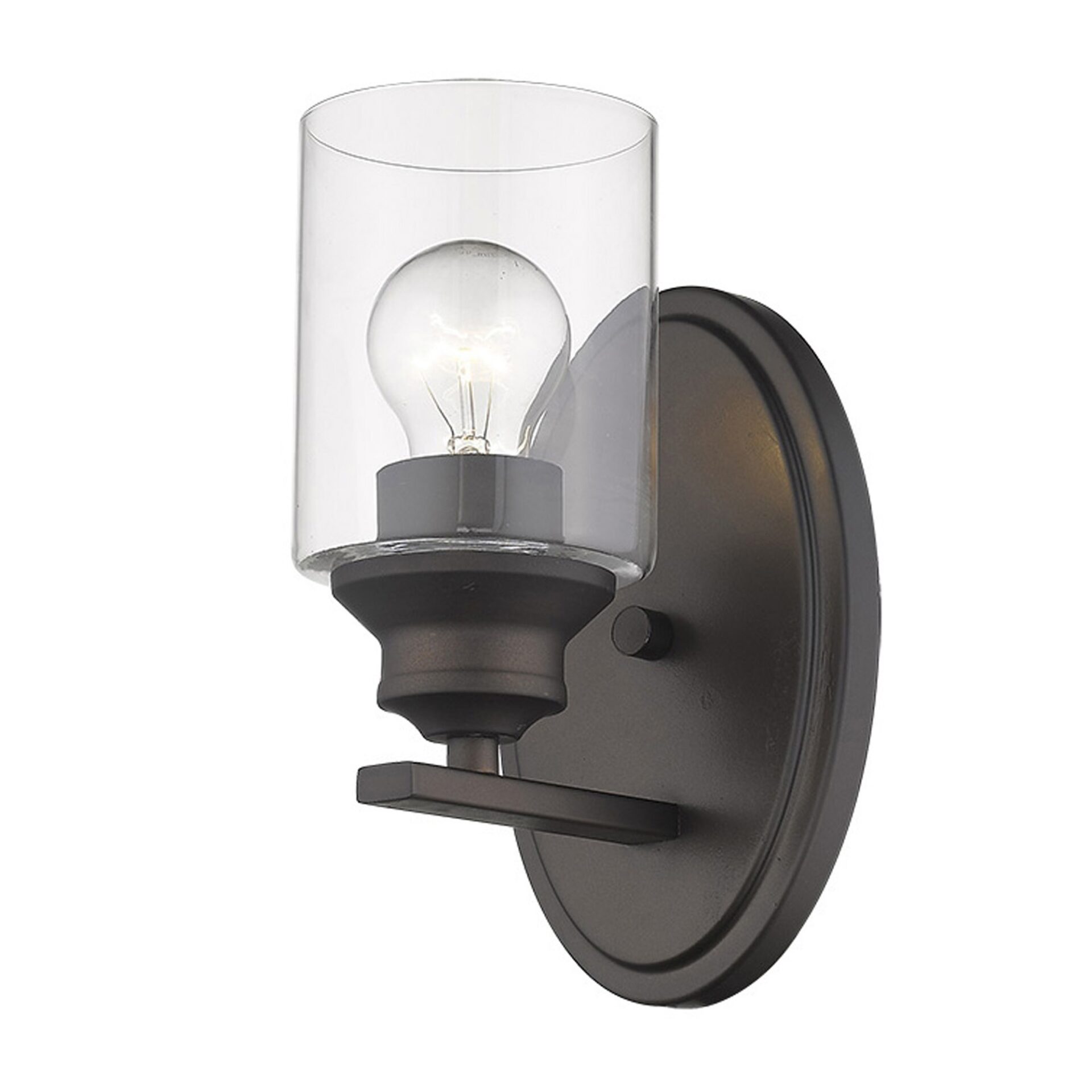 Bronze Wall Sconce with Clear Cylindrical Glass Shade 1 Bronze Wall Sconce with Clear Cylindrical Glass Shade