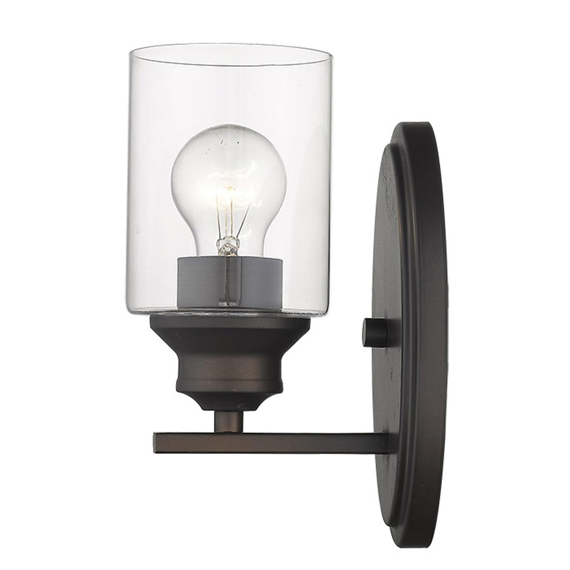 Bronze Wall Sconce with Clear Cylindrical Glass Shade 4 Bronze Wall Sconce with Clear Cylindrical Glass Shade - Image 4