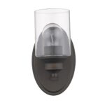 Bronze Wall Sconce with Clear Cylindrical Glass Shade 7 Bronze Wall Sconce with Clear Cylindrical Glass Shade