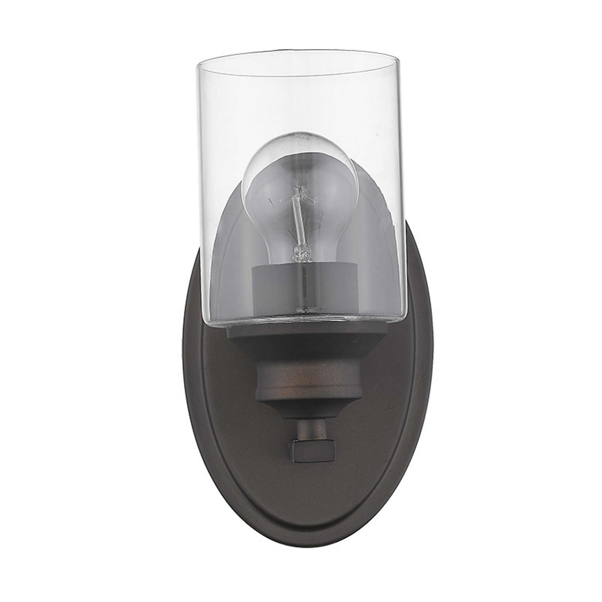 Bronze Wall Sconce with Clear Cylindrical Glass Shade 2 Bronze Wall Sconce with Clear Cylindrical Glass Shade - Image 2