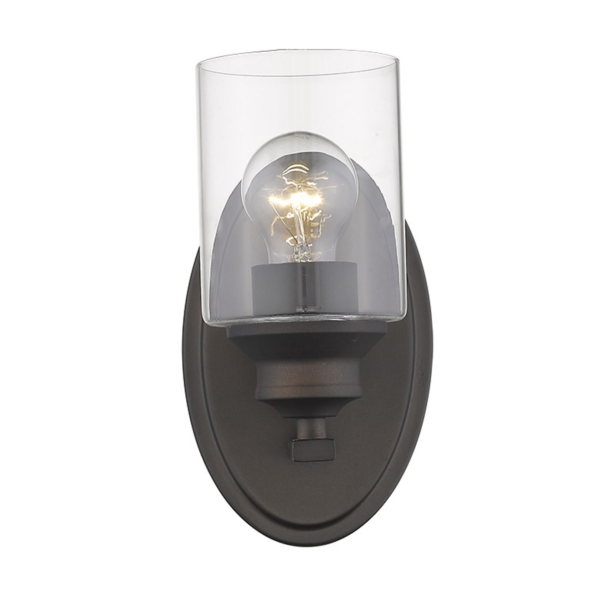 Bronze Wall Sconce with Clear Cylindrical Glass Shade 3 Bronze Wall Sconce with Clear Cylindrical Glass Shade - Image 3