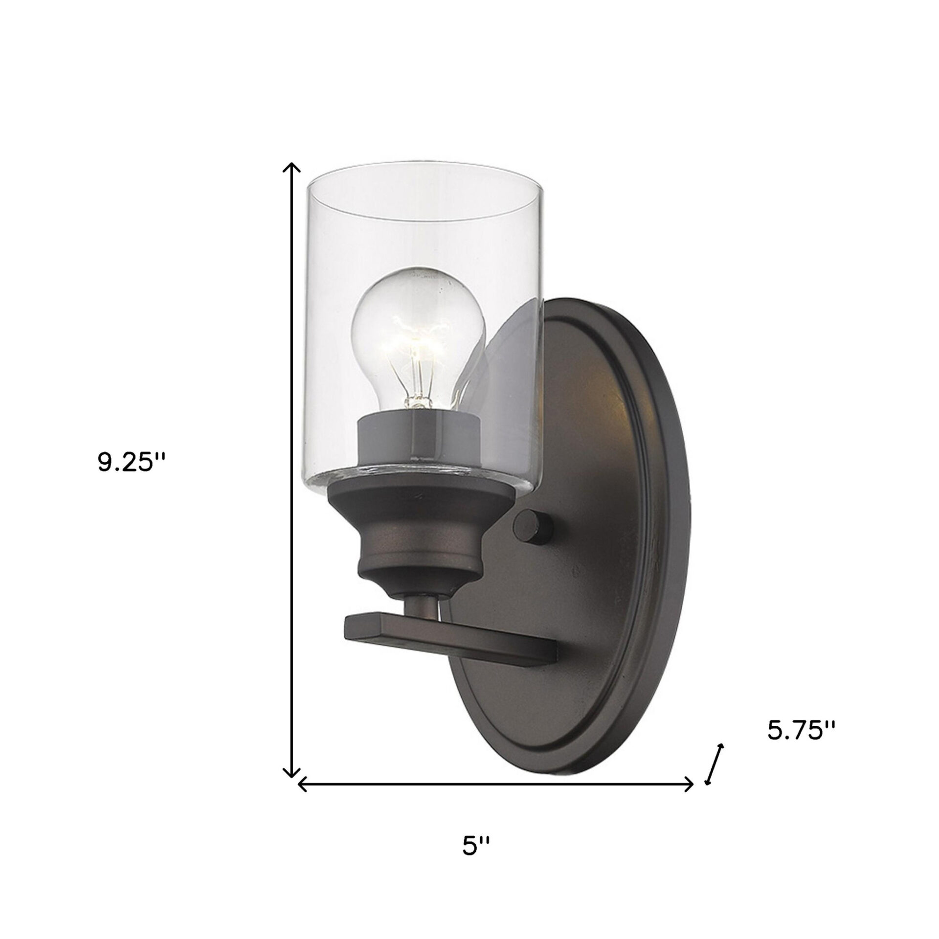 Bronze Wall Sconce with Clear Cylindrical Glass Shade 5 Bronze Wall Sconce with Clear Cylindrical Glass Shade - Image 5