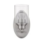 Silver Wall Sconce with Clear Glass Shade, Satin Finish 6 Silver Wall Sconce with Clear Glass Shade, Satin Finish
